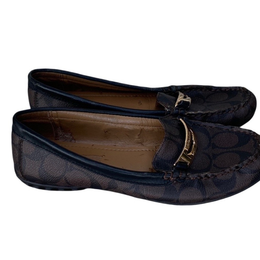 COACH Women's Olympia Pebble Grain Flat Slip On Loafers, Leather Brown 7.5 B - Picture 4 of 10